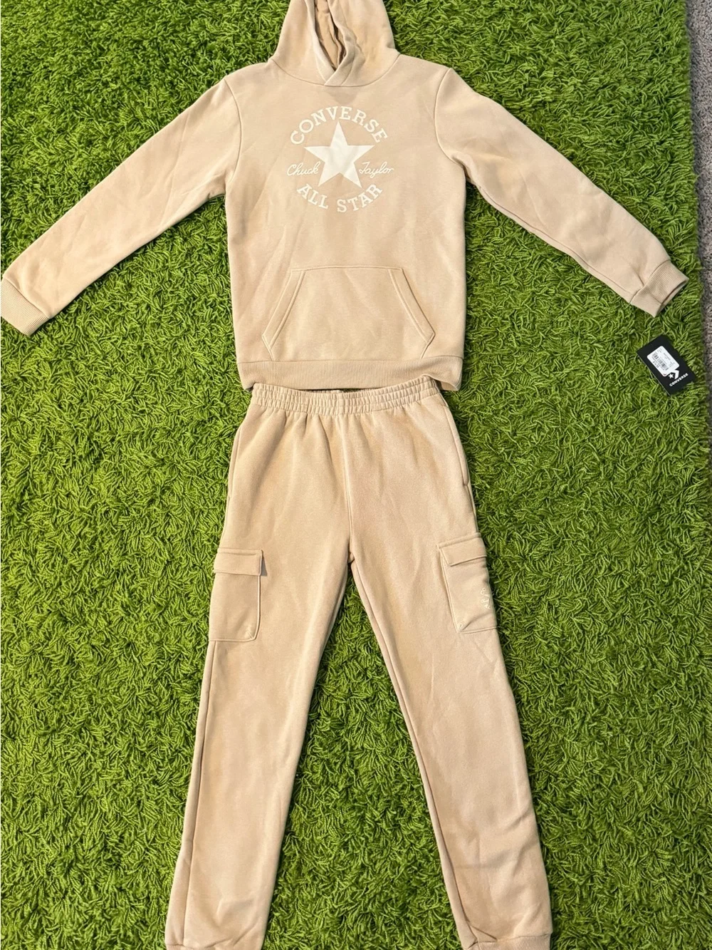 Converse Kids Beige Hoodie & Cargo Jogger Set